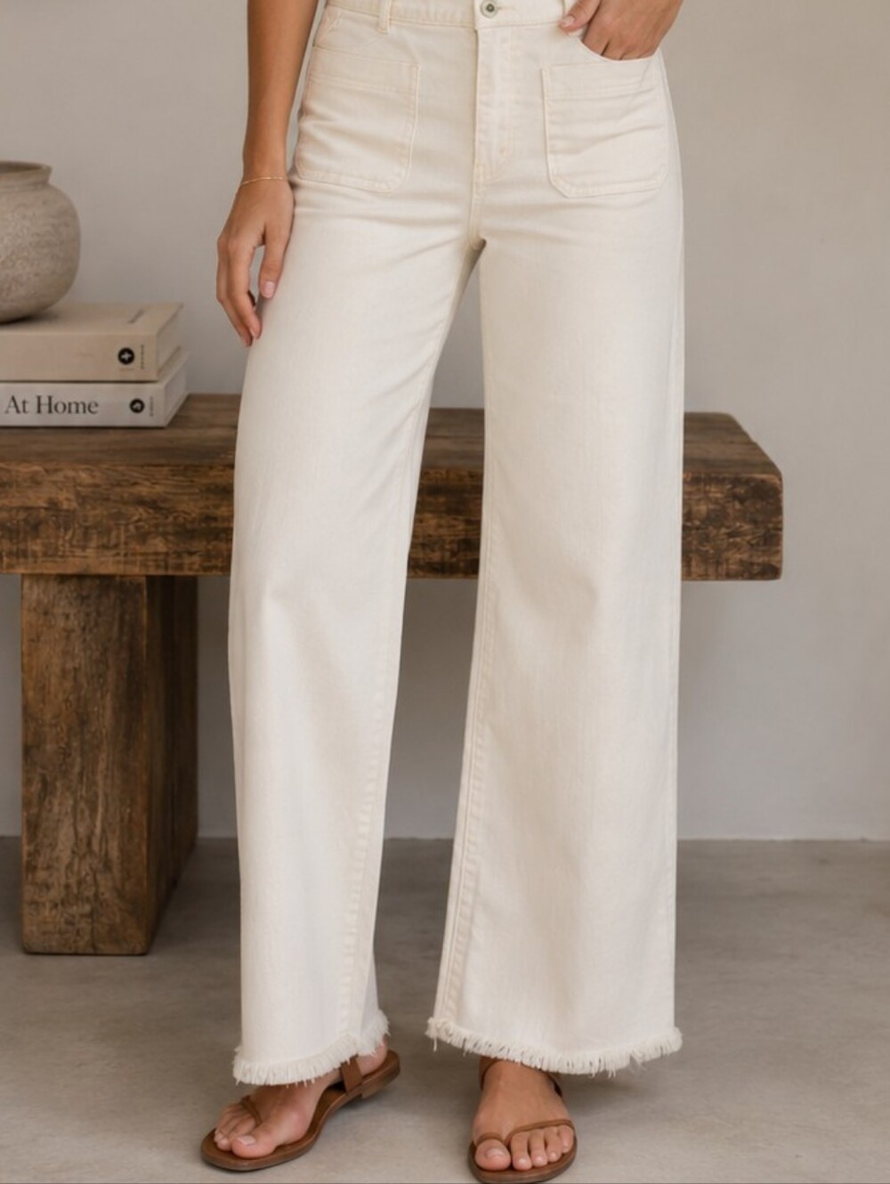 Spartina 449 Cream Wide-Leg Jeans
